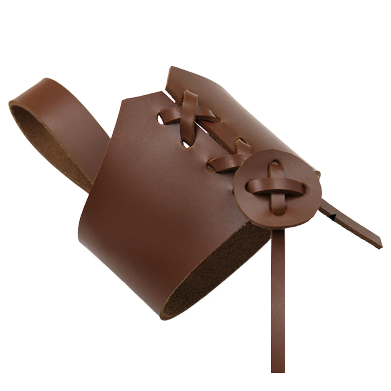 

1pcs Portable Reusable Pu Leather Hand-Held Viking Cup Horn Cup Holder Travel Cup Outer Packaging Leather Case Decoration