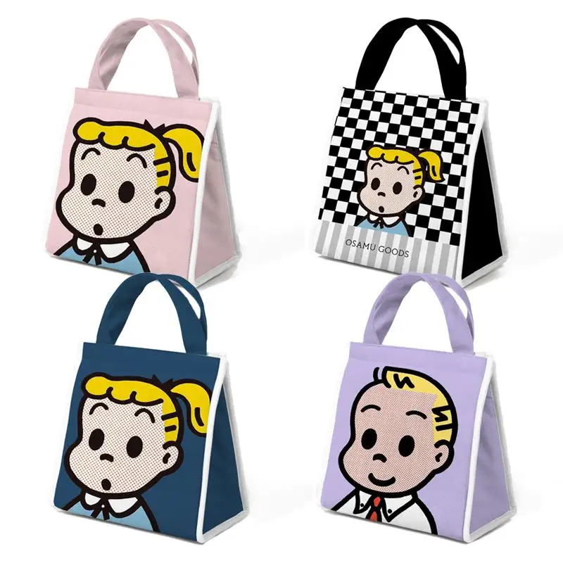 

22*22*12Cm Japanese Osamu Goods Cartoon Student Office Worker Lunch Box Insulation Bag Kawaii Anime Portable Handbag Girls Gifts