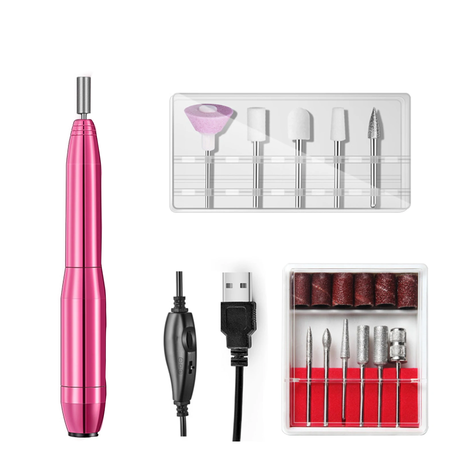 

Stainless Steel Nail Polisher USB Charging High-speed Silent Nail Polisher Adjustable Speed Low Noise Electric Polisher