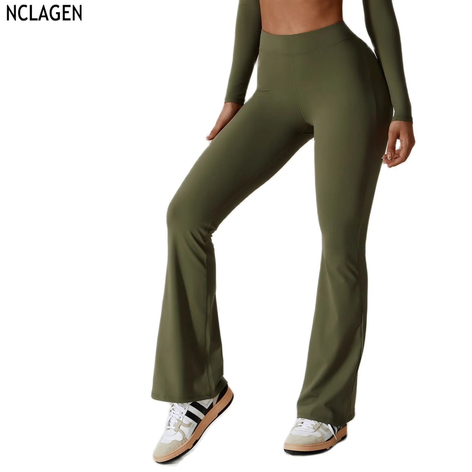 

NCLAGEN Bell-bottoms High Waist Hip Lifting Fitness Yoga For Women Sports Dance Pants Casual Loose Workout Dry Fit Breathable