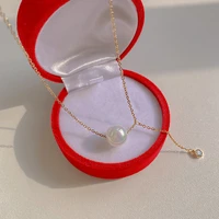 vintage gold plated round acrylic bead pendant chain necklace for women alloy clavicle chain initial necklace jewelry