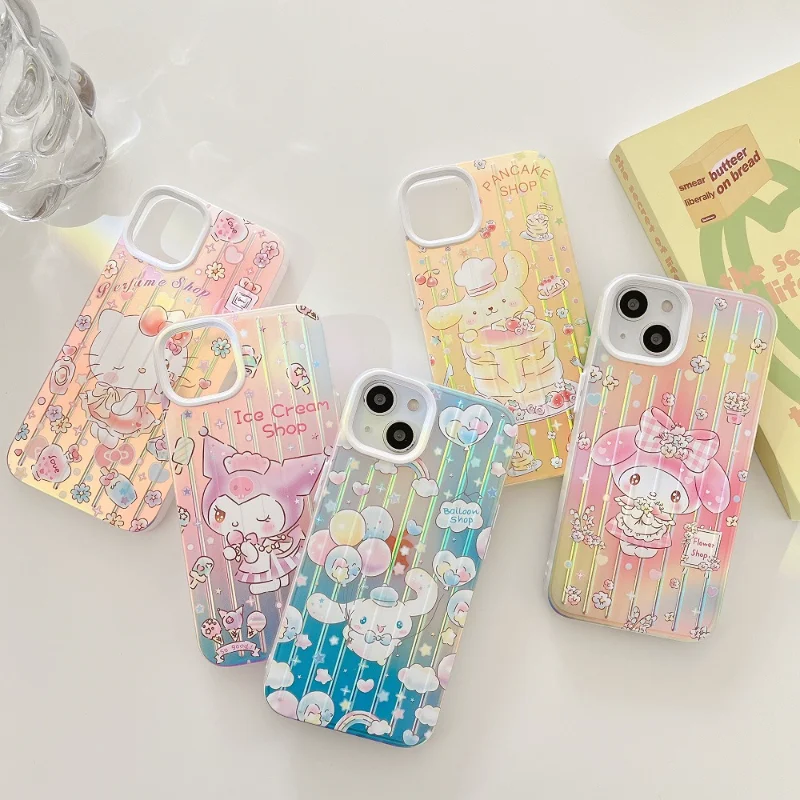 

Cute Cartoon Sanrio Animation Family hello kitty Melody Cinnamoroll Phone Case for iPhone 14 13 12 11 Pro Max XR Max Drop Guard