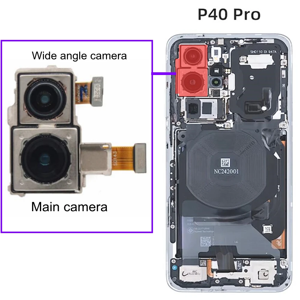 

Сменный модуль для фронтальной и задней камеры Huawei P40 Pro, широкоугольный разъем для камеры, модуль телефото, гибкий кабель