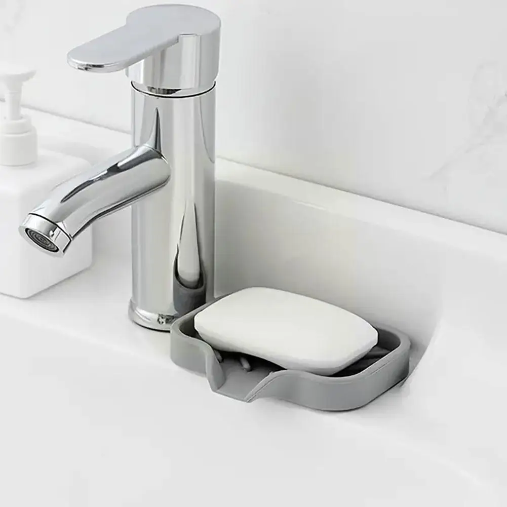

Kitchen Silicone Soap Dish Sink Tray Silicone Faucet Sponge Sink Drain Pad Mat Kitchen Dispenser Tray Soap Q0f9