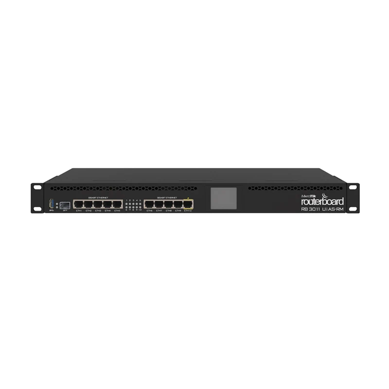 Mikrotik Router  RB3011UIAS-RM RouterBOARD 10xGigabit Ethernet, USB 3.0, LCD, RB3011 10x10/100/1000 Ethernet ports
