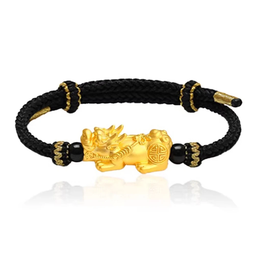 Аутентичный браслет из желтого золота 24 карата для женщин и мужчин с оплеткой 3D