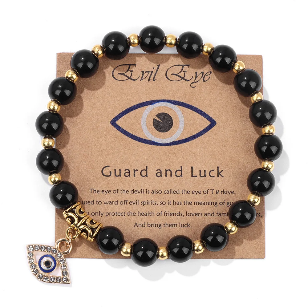 

Lucky Turkish Evil Eye Pendant Beads Bracelet Natural Stone With Card Charm Bangles Men Women Fashion Vintage Energy Jewelry ACC