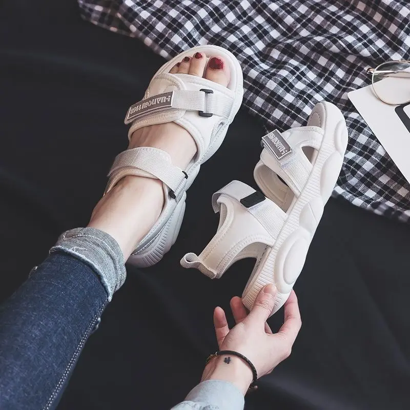 Girls' Sandals 23 New Summer Sports Sandals Big Children Flat Bottom Fashion Soft Sole Beach Shoes Princess Student Shoes