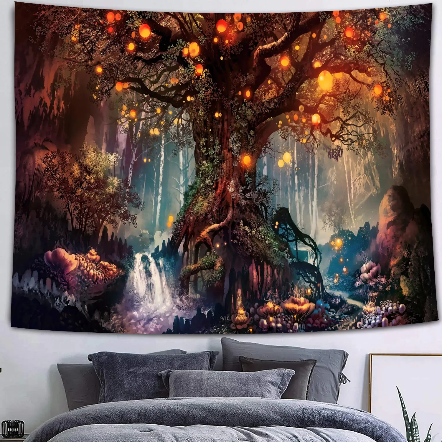 

MTMETY Mushroom Forest Castle Tapestry Fairytale Trippy Colorful Butterfly Wall Hanging Tapestry for Home Dorm Fantasy Decor