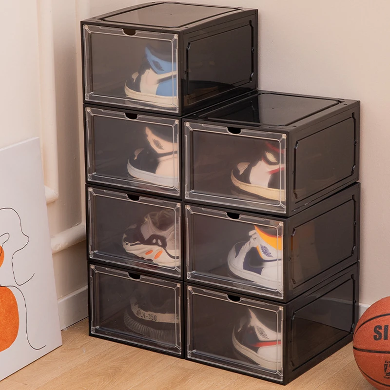 

3PC Thickened Sneakers Box Hardened Plastic Shoe Box Stackable Cabinet Storage Box Transparent Drawer Plastic Shoe Box