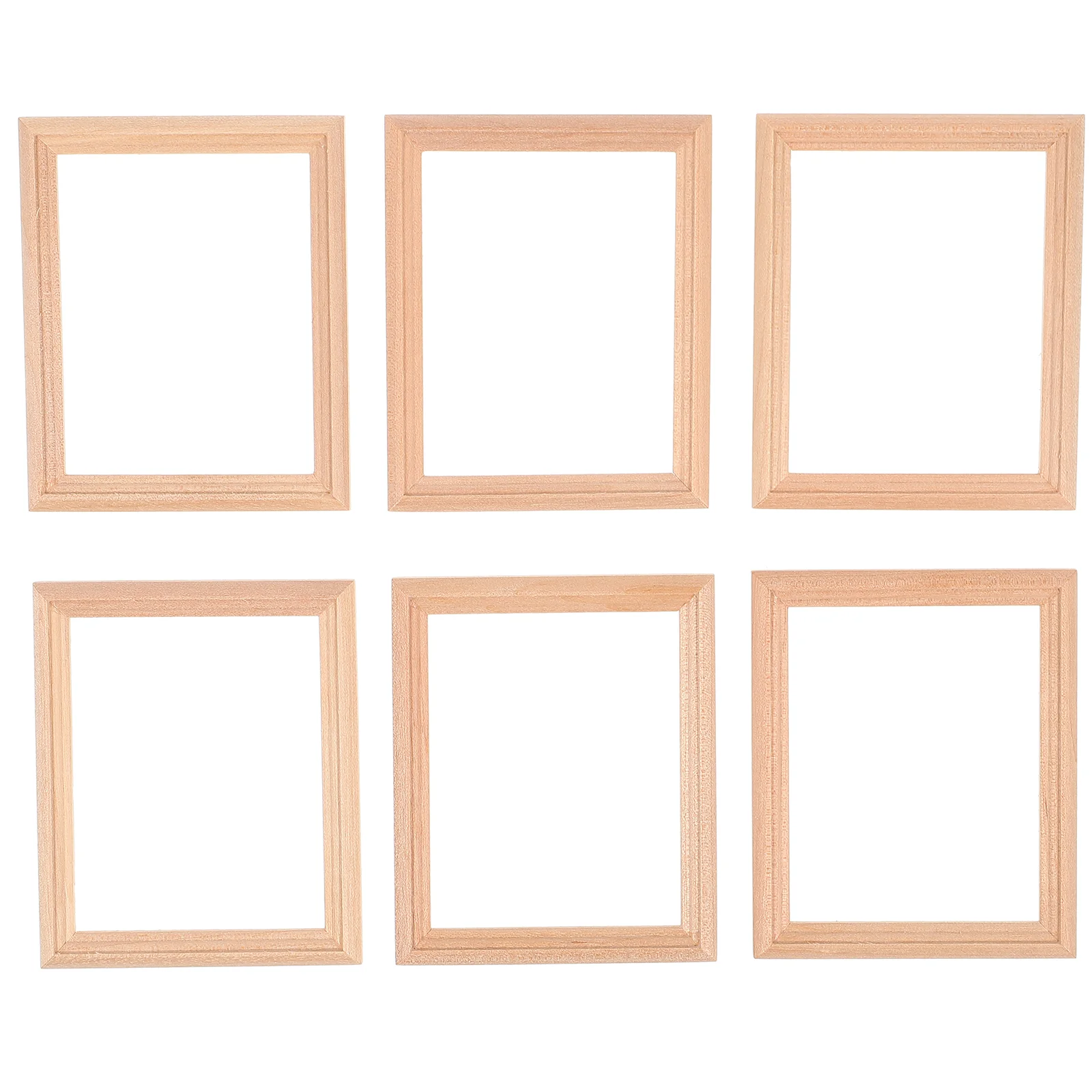 

6Pcs Unfinished Photo Frame Wood Photo Frame 1/ 12 Accessories Painting Toys for Supplies