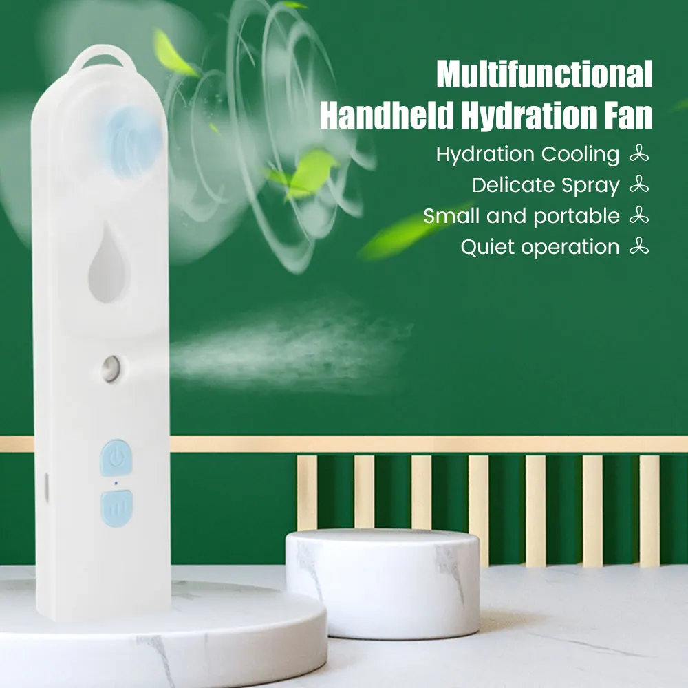 

Usb Mini Portable Fan Rechargeable With Humidifier Steam Face Hand Folding and Neck Fan Cooler Handy Office Quieter Powerbank
