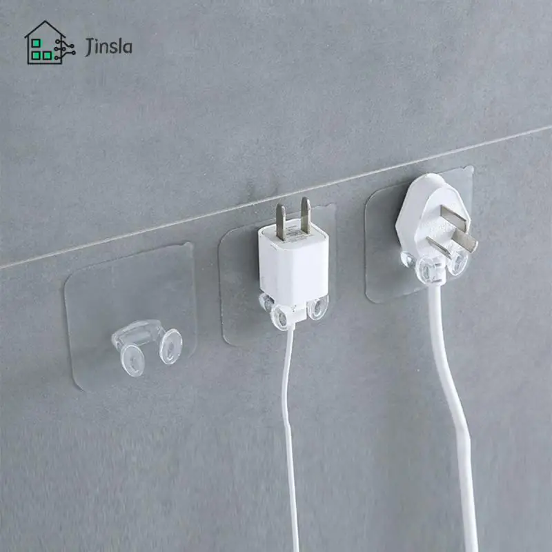 

Transparent Adhesive Hooks Home Appliance Wall Storage Hook For Kitchen Bathroom Plug Hook Home Decor Punch-free Strong Self