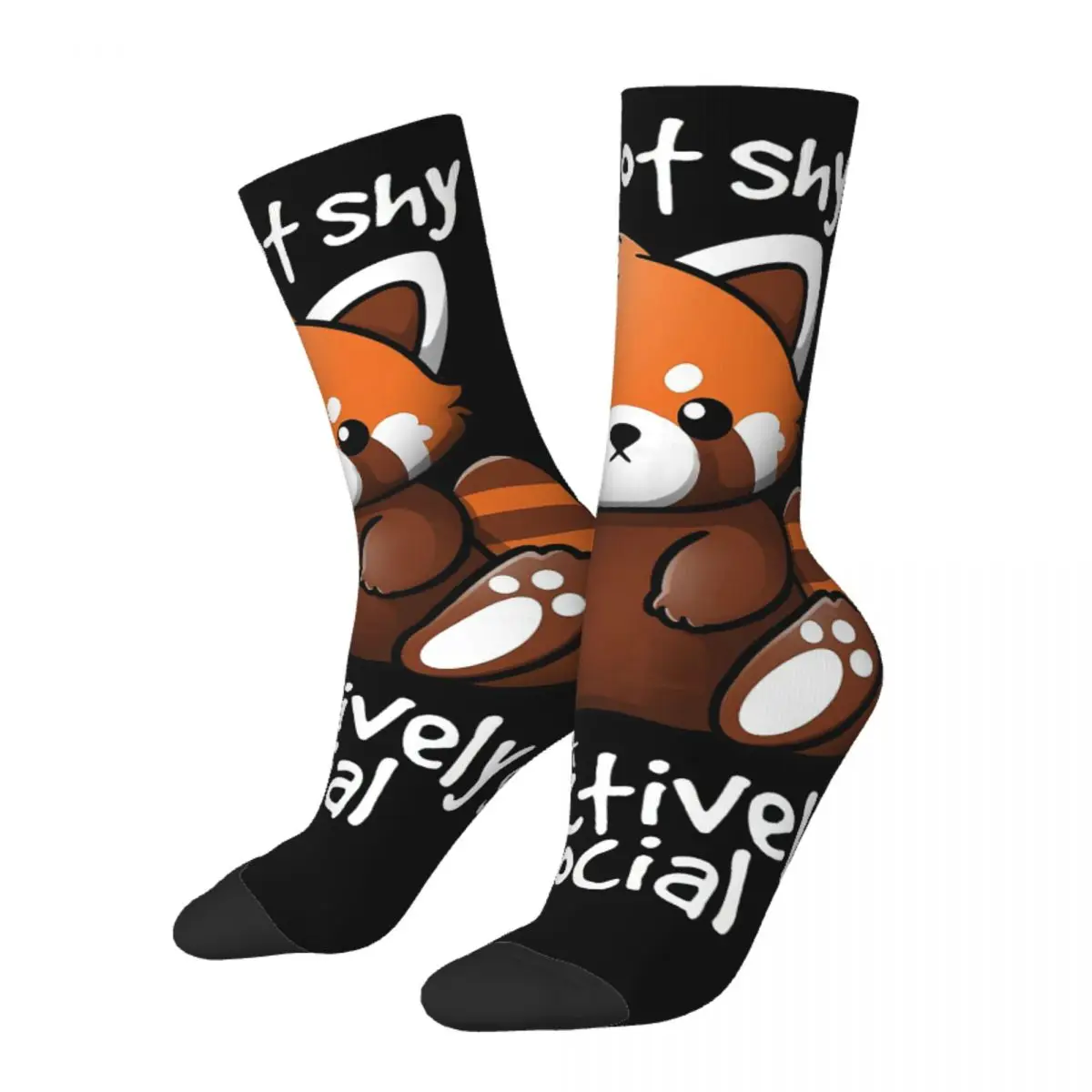 

Hip Hop Retro Shy Crazy Men's Socks Unisex Red Panda Ailurus Fulgens Harajuku Pattern Printed Funny Novelty Crew Sock Boys Gift