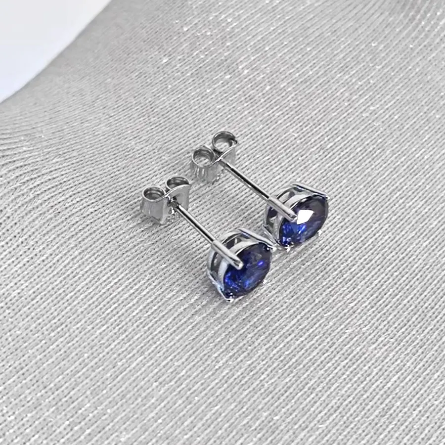Милые серьги-гвоздики с танзанитом 6 мм серьги стерлинговое серебро 925 пробы