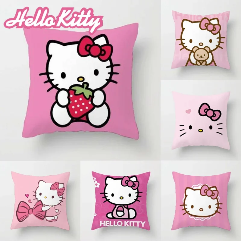 Подушка с рисунком Hello Kitty 45x45 см искусственная подушка для гостиной дивана офиса