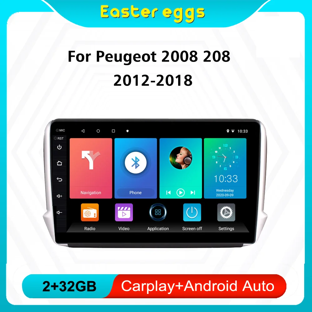 

For Peugeot 2008 208 2012-2018 2 Din Car Radio Multimedia Player Android Carplay Stereo WIFI GPS Navigation Head Unit