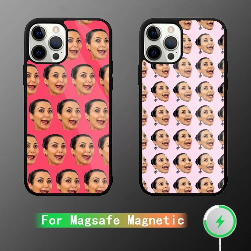 k-kim k-kardashian забавный чехол для телефона iPhone 15 14 13 12 11 Plus Pro Max Mini Magsafe с магнитной