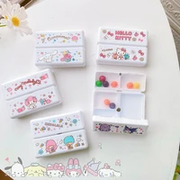 sanrio anime pill storage box kawaii my melody cinnamoroll hello kitty kuromi cute cartoon dispense medicine box toy for girls