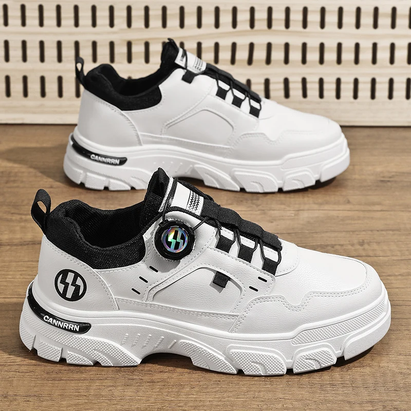 Мужские повседневные кожаные Кроссовки удобные мягкие ботинки на платформе для