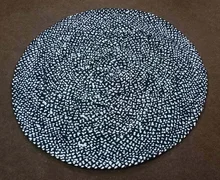 Rug 100% Natural Cotton Handmade Braided Bohemian Carpet White and Black Cotton Round Rug Room Decoration (3)