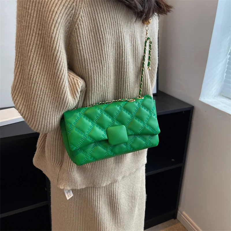 High Quality Luxury Women Brand Plaid Quilted Crossbody Bag Fashion Chain Flap Messenger Bag For Women Versatile Fashion Trendy