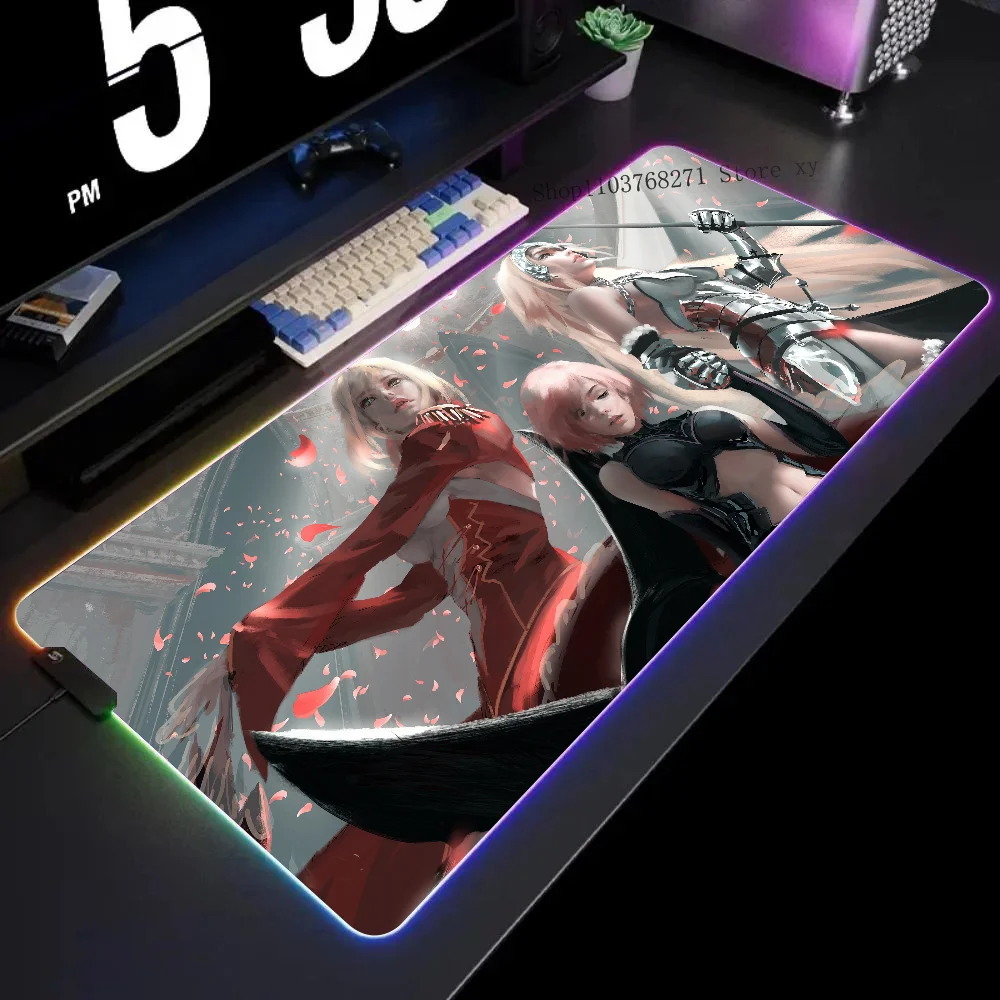 Коврик для мыши Mash Kyrielight с рисунком Fate большой заказ аниме размер XXL RGB игровые