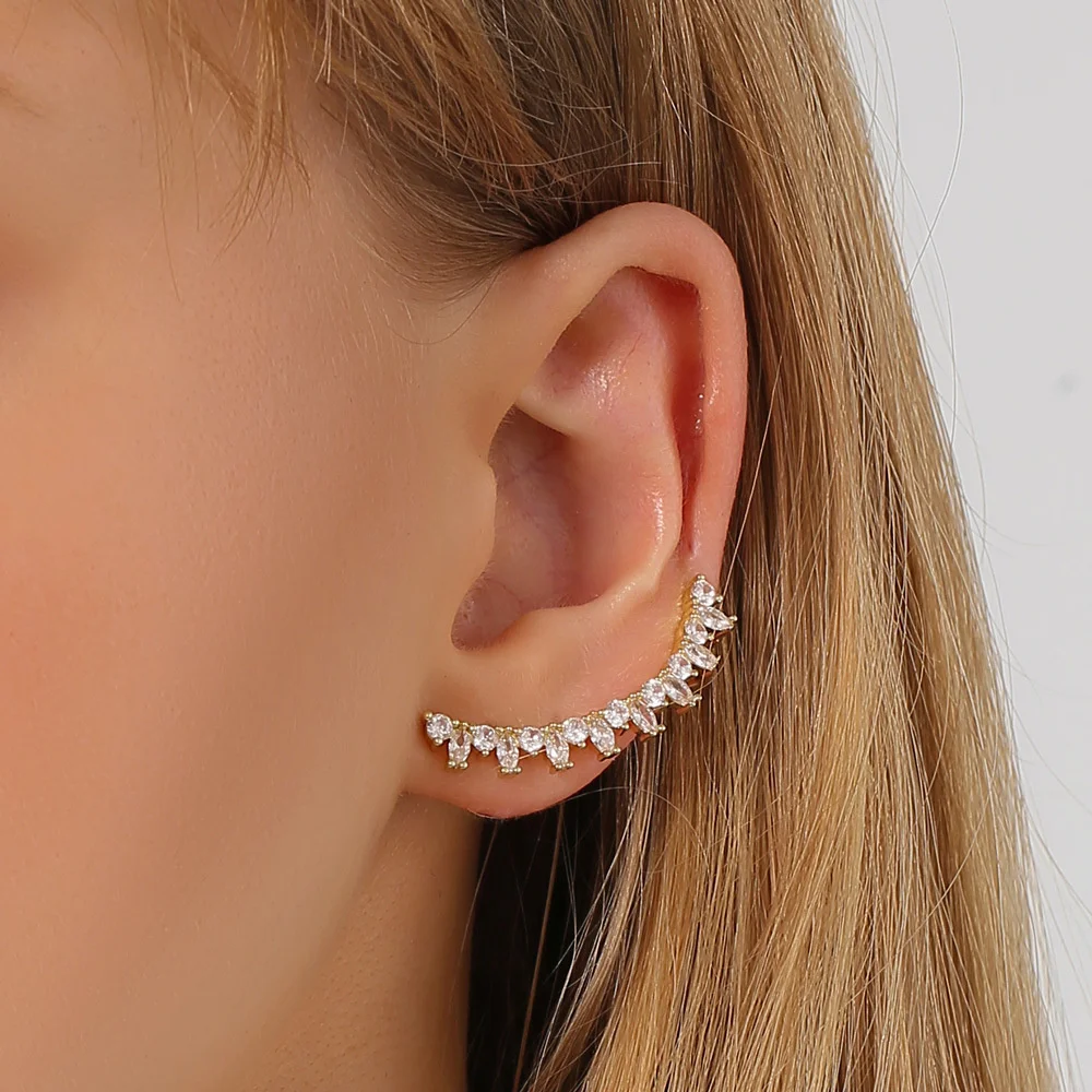 

Creative Zircon Ear Clip Fashionable Temperament Niche Design One-piece Stones Studded Ear Clip Personality Earrings Jewelry