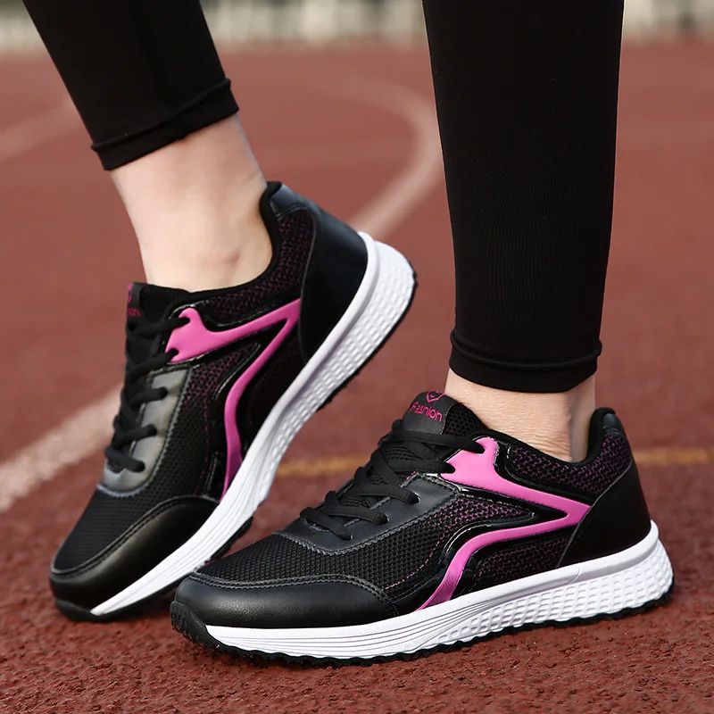 Fashion Women's Sports Shoes Mesh Fitness Outdoor Running Shoes Tennis Shoes Non-slip Casual Flat Shoes Ladies Large Size 35-42
