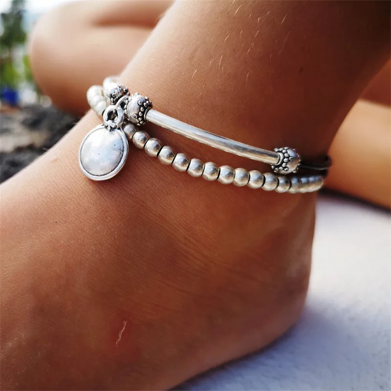 

Delicate Disk Anklet Bohemian Style Layered Anklet Ankle Bracelet Foot Chain for Women Boho Beach Body Jewelry & Gypsy Accessori