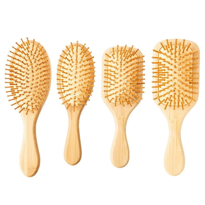 

Bamboo Paddle Hair Brush Detangling Hairbrush Reduce Frizz Massage Scalp for Straight Curly Wavy Dry Wet Thick Fine Hair