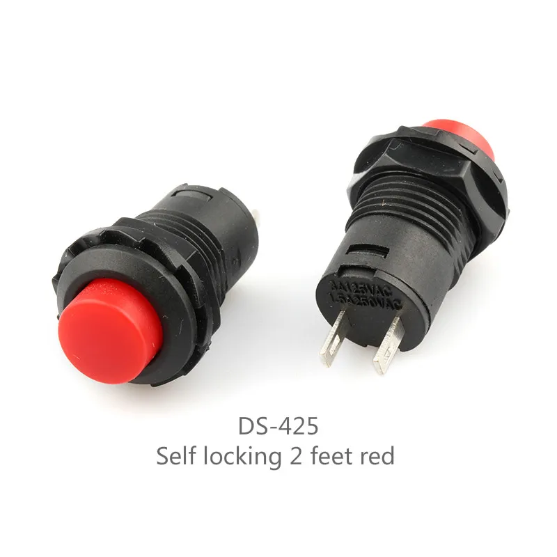 5 шт. 12 мм Ds-425 кнопка переключения переключатель самозакрывающийся сброс кнопка маленький круглый выключатель Металл 2 Pin красного и зеленого цвета