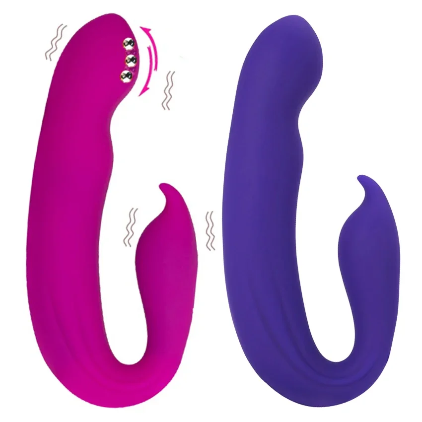 Перезаряжаемый двойной стимулятор точки G с вращающимся шариком-массажером