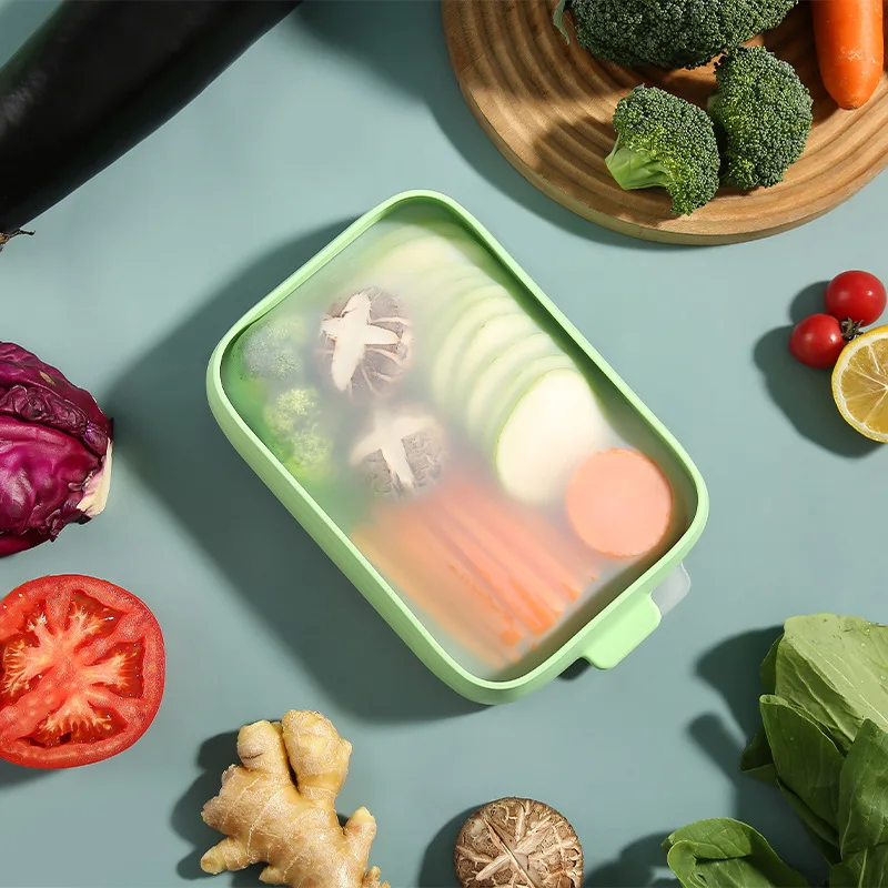 

New Silicone Film Fresh-keeping Box Vegetable Household Can Be Frozen Microwave Heating Rectangular Refrigerator Storage Box