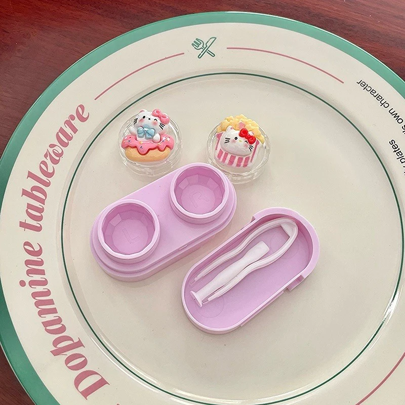 Милый чехол для контактных линз Hello Kitty Sanrio Kt Cat портативная коробка красоты