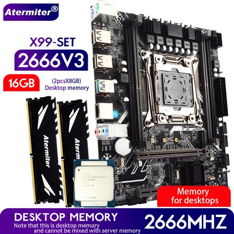 Комплект материнской платы Atermiter D4 DDR4 с Xeon E5 2666 V3 LGA2011-3 ЦП 2 шт