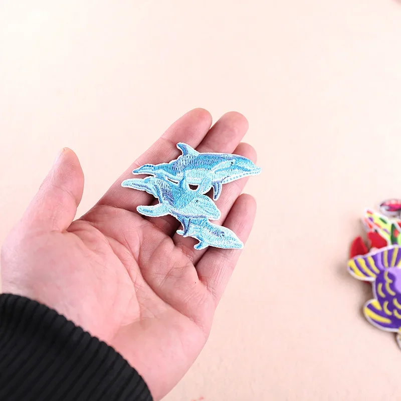 Нашивки с вышивкой в виде морской рыбы аппликация из мультфильма морепродукты