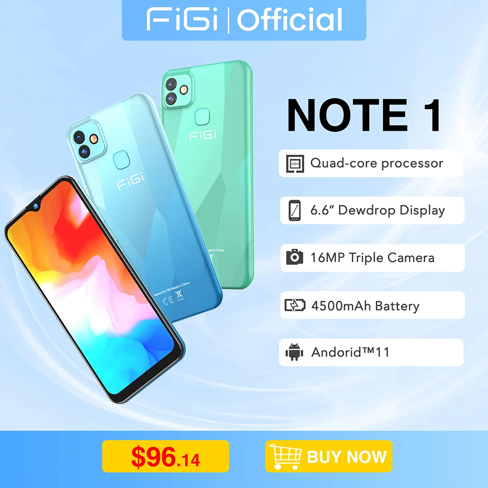 Kup [W Magazynie] FIGI Note 1 Odblokuj Smartfon 4GB 64GB Telefon Komórkowy 6. 6-calowy Wyświetlacz Helio P25 Octa Core 4000mAh 13MP Aparat Telefon Komórkowy