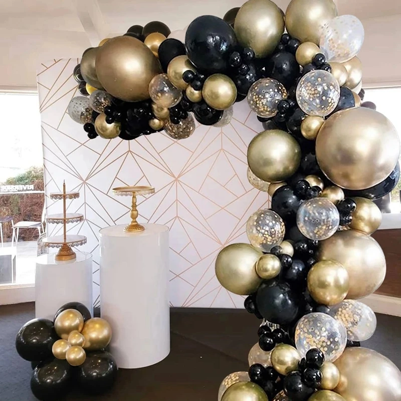 

Black Gold Balloon Garland Arch Kit Confetti Latex Balloon Graduation Adult 30th Birthday Party Decorations Wedding Baby Shower