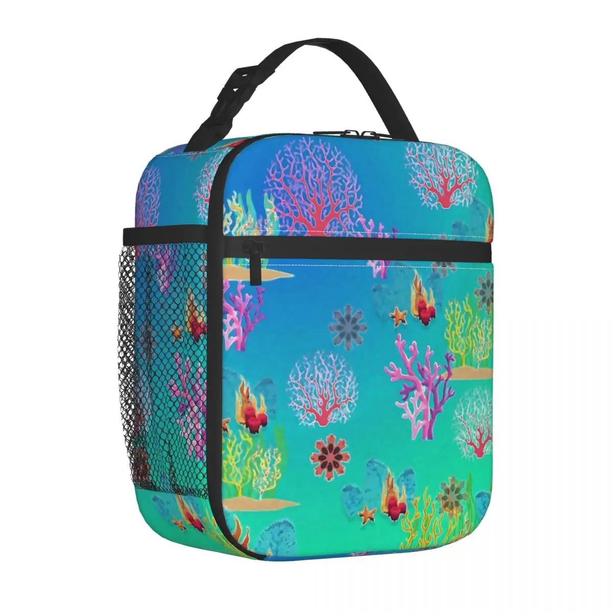 

Tropical Marine Print Lunch Bag Coral Floral Design School Lunch Box For Child Custom Thermal Tote Handbags Oxford Cooler Bag