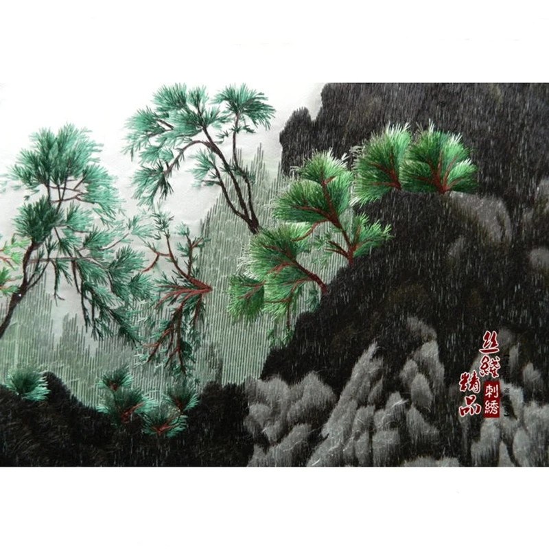 Шелковая вышивка горы высокой воды длинный пейзаж роспись гостиная кабинет чай