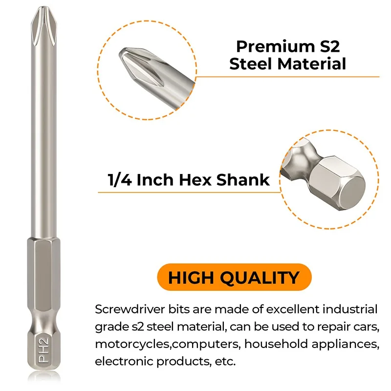 12 шт. 75 мм Набор отверток Magentic крест шлицевая отвертка бит 1/4 дюйма шестигранный