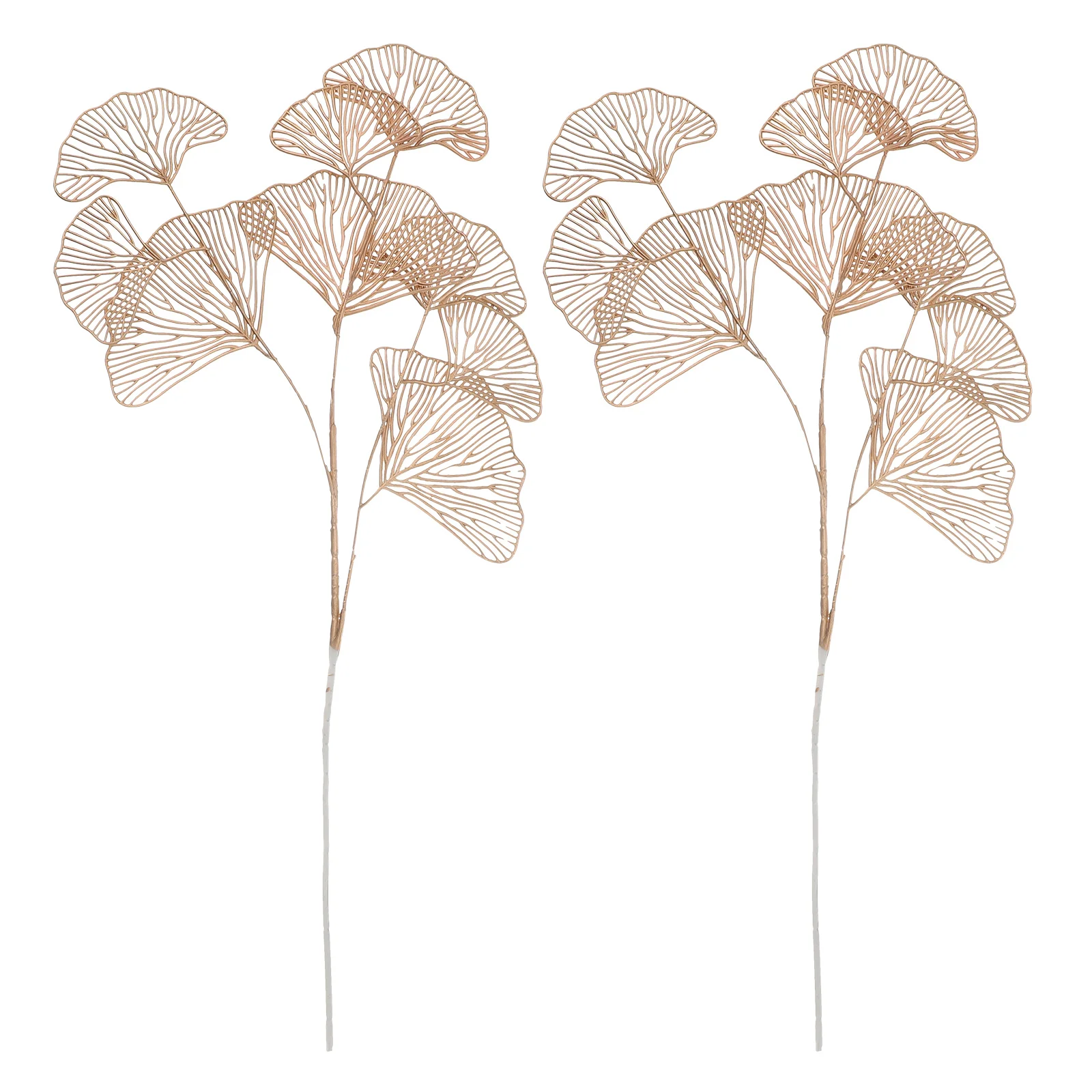 

2 Pcs Green Decor Ginkgo Leaves Stems Artificial Plants Vase Flower Branches Spring Leaf Arrangement Simulated