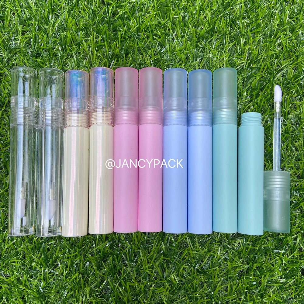 4ML Colorful Plastic Lip Gloss Tube DIY Lip Gloss Containers Bottle Lipgloss Packaging Container with Pink Clear Lid Custom Logo