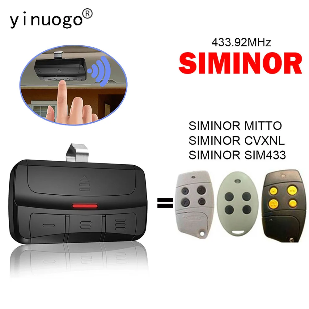 

Clone SIMINOR MITTO SIM433 CVXNL Garage Door Remote Control Door Opener Key 433.92MHz Rolling Code SIMINOR Garage Remote Control
