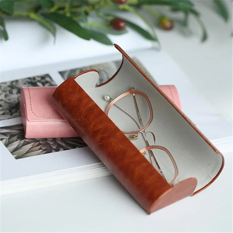 

Hot Waterproof Hard Frame Eyeglass Case Leather Glasses Case For Men Women Reading Glasses Box Multicolor Spectacle Cases New