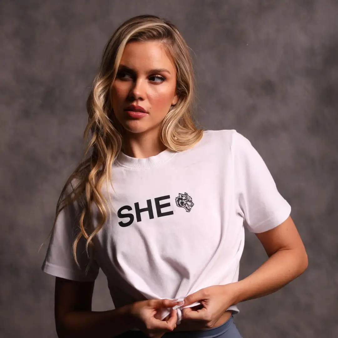 Darc She Shirt Women Crop Sports Tops Femme Fitness Yoga T Shirt Gym Sportswear High Quality Tee Crossfit Workout Loose Cropped