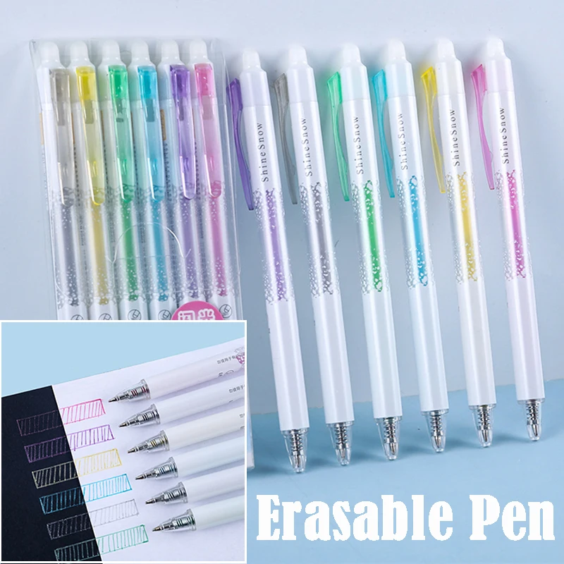 

6Pcs/Set Multicolor Erasable Gel Pen Kawaii Student Writing Highlighter Creative Drawing Tools Office School Supplies Stationery