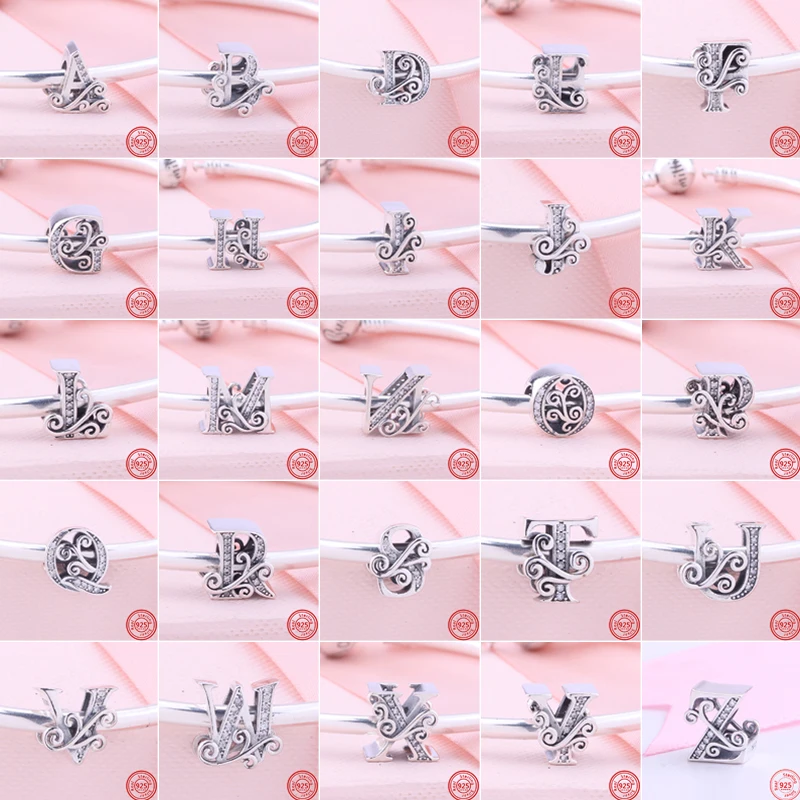 

Женский браслет из серебра 100% пробы, с буквами и звеньями