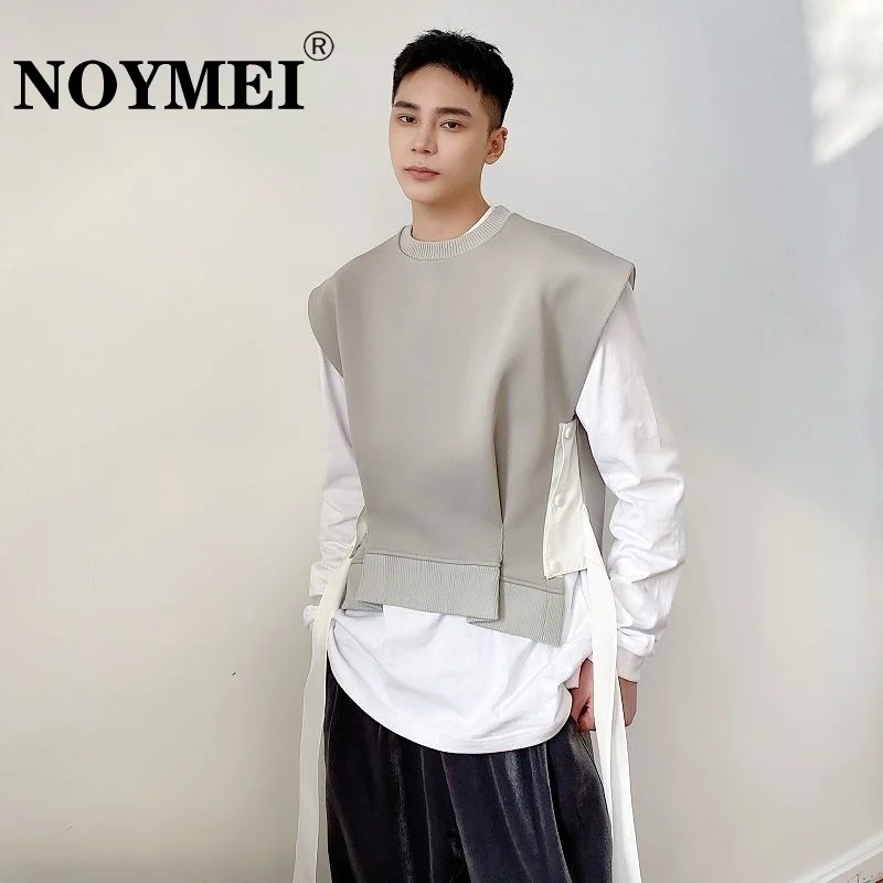 

NOYMEI однотонные трендовые 2023 мужские жилеты новая японская Персонализированная серая верхняя одежда однобортная модная WA108